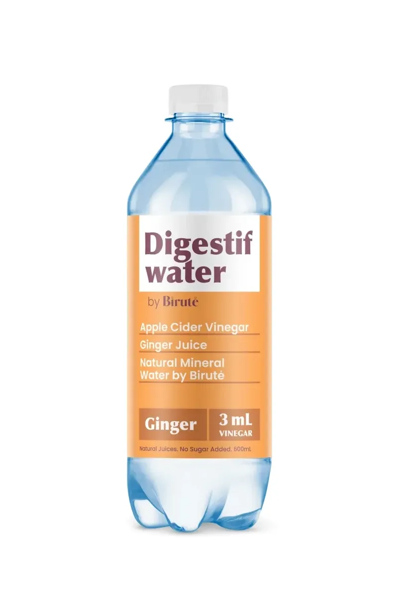 Apple cider vinegar and ginger juice give Birutė natural mineral water a distinctive character, finished with light carbonation.