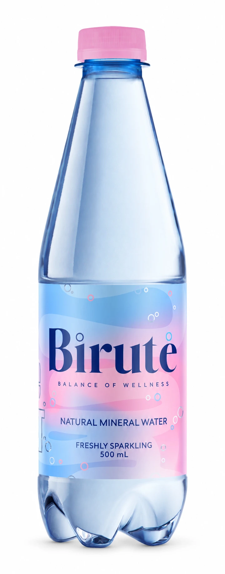 Birutė freshly sparkling natural mineral water, 500 ml · PET, English label