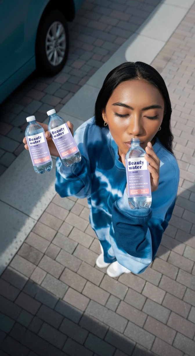 Beauty Water photographed outdoors in an everyday city moment